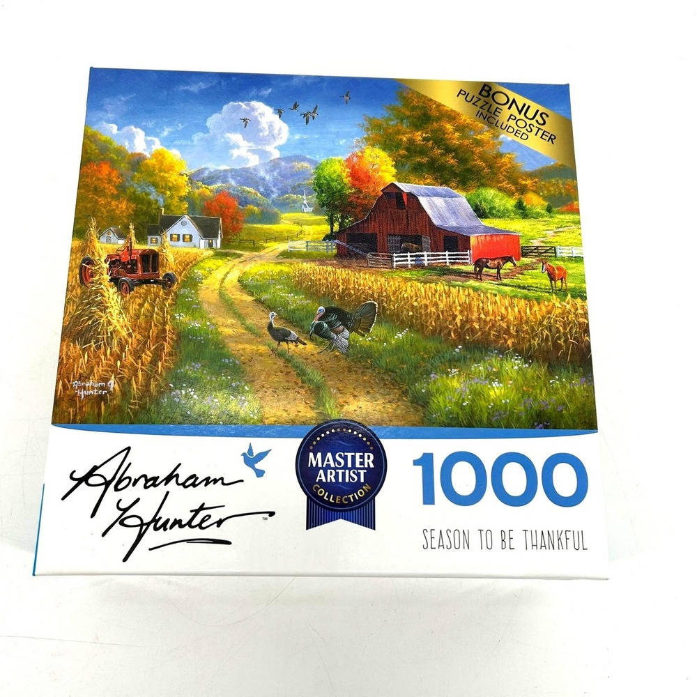 Abraham Hunter Master Artist Season to be Thankful 1000 Pce Jigsaw Puzzle Barn